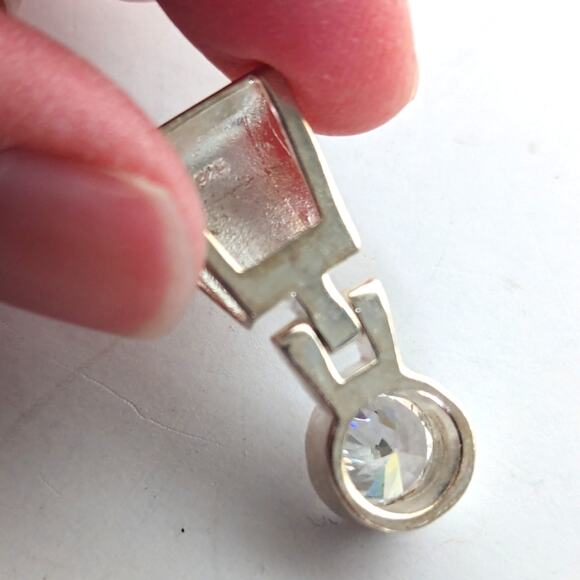 Stunning 925 Sterling Silver Zipper Style Glass Rhinestone Charm Pendant - Picture 3 of 4